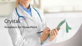  Presentation with female office graphics - Colorful PPT theme enhanced with healthy menu planning - young female nutritionist in her backdrop and a light gray colored foreground