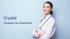  Presentation with light - Slide deck with healthy menu planning - young female nutritionist on light background and a sky blue colored foreground