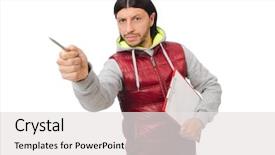  Presentation with one young man exercising handball - PPT theme enhanced with healthy menu planning - young man exercising isolated background and a white colored foreground