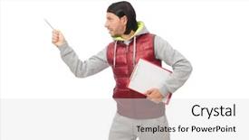  Presentation with one young man exercising handball - PPT theme featuring healthy menu planning - young man exercising isolated background and a light gray colored foreground