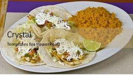  Presentation with fish tacos - PPT layouts consisting of healthy mexican meal fish tacos background and a yellow colored foreground