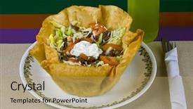  Presentation with mexican food - PPT theme enhanced with healthy mexican meal grilled beef background and a coral colored foreground