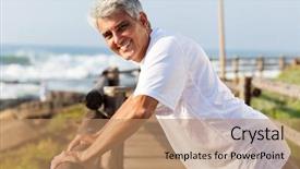  Presentation with healthy aging - Beautiful theme featuring healthy middle aged man workout backdrop and a coral colored foreground