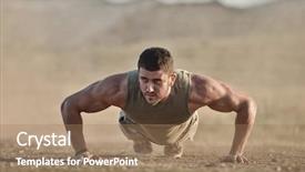  Presentation with professional tennis player athlete man - Slide deck with healthy military - athletic young man exercising outdoor background and a coral colored foreground