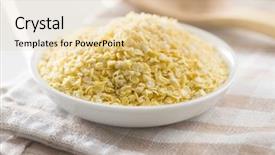  Presentation with millet - PPT theme featuring healthy millet flakes in bowl background and a lemonade colored foreground