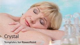  Presentation with senior spa - Amazing PPT theme having healthy mind - senior woman lying on massage backdrop and a lemonade colored foreground