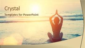  Presentation with yoga - Slide set consisting of healthy mind - silhouette meditating yoga woman background and a cream colored foreground