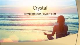  Presentation with sad woman silhouette - Amazing presentation theme having healthy mind - silhouette of woman at yoga backdrop and a  colored foreground