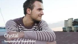  Presentation with black man fashion - PPT theme with sun shining through dark yellow clouds at sunset background and a dark gray colored foreground