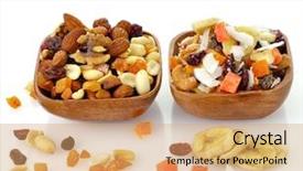  Presentation with dried vine fruit - Cool new PPT theme with healthy mixed dried fruit nuts backdrop and a coral colored foreground