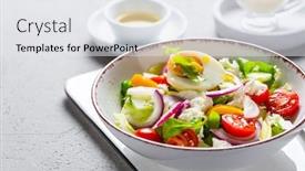  Presentation with salad dressing - Cool new presentation theme with healthy-mixed-salad-with-arugula backdrop and a sky blue colored foreground