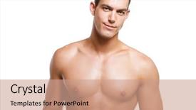  Presentation with sexy santa claus young muscular - Beautiful presentation theme featuring healthy muscular young man isolated backdrop and a coral colored foreground