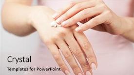  Presentation with cream - PPT theme featuring healthy nails - beautiful woman hands with cream background and a lemonade colored foreground