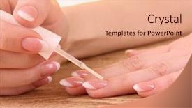  Presentation with manicure - Audience pleasing PPT theme consisting of healthy nails - beautiful woman hands with french backdrop and a  colored foreground