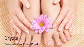  Presentation with healthy - Amazing presentation theme having healthy nails - care for beautiful woman legs backdrop and a coral colored foreground