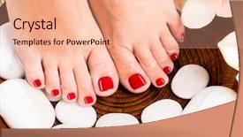  Presentation with feet - Cool new presentation theme with healthy nails - closeup photo of a beautiful backdrop and a  colored foreground