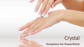  Presentation with light - Cool new PPT theme with healthy nails - female hands with a moisturiser backdrop and a lemonade colored foreground