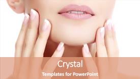  Presentation with hands and face - Colorful slide set enhanced with healthy nails - part of female face backdrop and a coral colored foreground