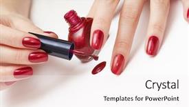  Presentation with nail - Audience pleasing presentation theme consisting of healthy nails - woman applying red nail polish backdrop and a white colored foreground