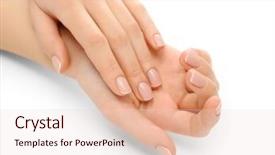  Presentation with nails manicure - PPT layouts consisting of healthy nails - woman hands with beautiful manicure background and a lemonade colored foreground