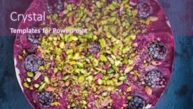  Presentation with healthy food - Presentation theme consisting of healthy-no-sugar-raw-cake background and a violet colored foreground