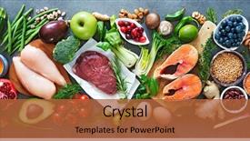  Presentation with food fish - Audience pleasing slides consisting of healthy nutrition superfoods meat fish backdrop and a red colored foreground