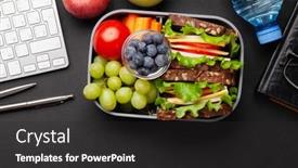  Presentation with healthy office - Colorful PPT layouts enhanced with healthy-office-lunch-box backdrop and a dark gray colored foreground