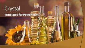  Presentation with olive oil bottle - Presentation design enhanced with healthy-oil-from-sunflower-olive background and a tawny brown colored foreground