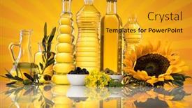  Presentation with olive oil bottle - Presentation theme with healthy-oil-from-sunflower-olive background and a gold colored foreground