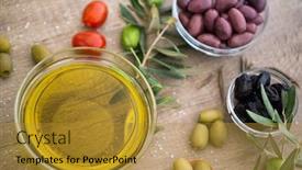  Presentation with extra virgin olive oil - Colorful PPT layouts enhanced with healthy-olives-and-extra-virgin backdrop and a gold colored foreground