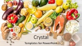  Presentation with organic foods - Theme with healthy organic nutritious diet plenty background and a coral colored foreground