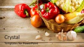  Presentation with organic - Audience pleasing slides consisting of healthy organic vegetables backdrop and a coral colored foreground