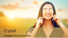  Presentation with young healthy people - Slide deck featuring healthy people happy good mood background and a yellow colored foreground