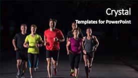  Presentation with team training - Beautiful PPT layouts featuring healthy people jogging in city backdrop and a black colored foreground