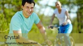  Presentation with man riding big bike motor - Colorful PPT theme enhanced with healthy person - portrait of a handsome man backdrop and a  colored foreground