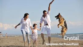  Presentation with clothing - Slide deck featuring play with beautiful dog background and a coral colored foreground