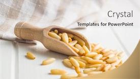  Presentation with pine - PPT theme enhanced with healthy-pine-nuts-in-wooden background and a light gray colored foreground