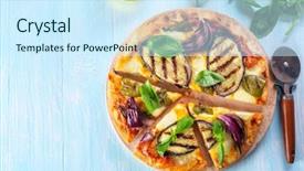  Presentation with muesli yoghurt and berries healthy - Cool new PPT layouts with healthy pizza with grilled aubergine backdrop and a cool aqua colored foreground