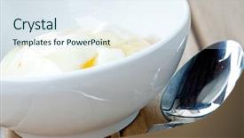  Presentation with heart healthy diet and nutrition - Presentation enhanced with healthy plain yogurt with honey background and a sky blue colored foreground