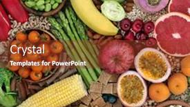  Presentation with vegan food - Amazing PPT theme having healthy-plant-based-vegan-food backdrop and a tawny brown colored foreground