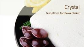  Presentation with cube - Slide deck consisting of healthy product - image of rare olives background and a  colored foreground