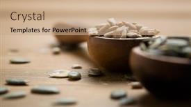  Presentation with pumpkin seeds - Presentation theme having healthy pumpkin and sunflower seeds background and a coral colored foreground