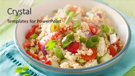  Presentation with quinoa - Cool new presentation with healthy quinoa salad with tomato cucumber onion chives backdrop and a lemonade colored foreground