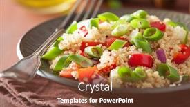  Presentation with quinoa - Presentation design consisting of healthy quinoa salad with tomato cucumber onion chives background and a tawny brown colored foreground