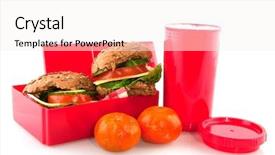  Presentation with healthy lunchbox - Beautiful slides featuring healthy red lunchbox with milk and fruit backdrop and a white colored foreground
