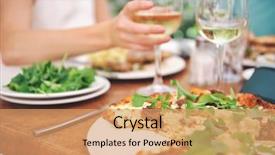  Presentation with lunch - Colorful PPT theme enhanced with healthy restaurant lunch for vacation backdrop and a coral colored foreground