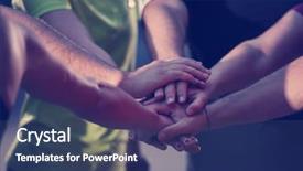  Presentation with group training - Slide deck consisting of healthy runners giving high five background and a ocean colored foreground