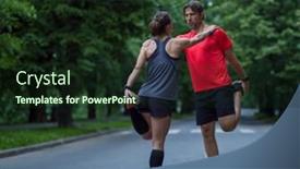  Presentation with runners - Beautiful PPT theme featuring healthy runners team warming up backdrop and a wine colored foreground