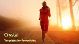  Presentation with morning sunrise - Slides having close-up of businessperson working on multicolored graph at desk background and a light gray colored foreground