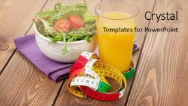  Presentation with healthy juice - Theme enhanced with healthy salad orange juice background and a coral colored foreground